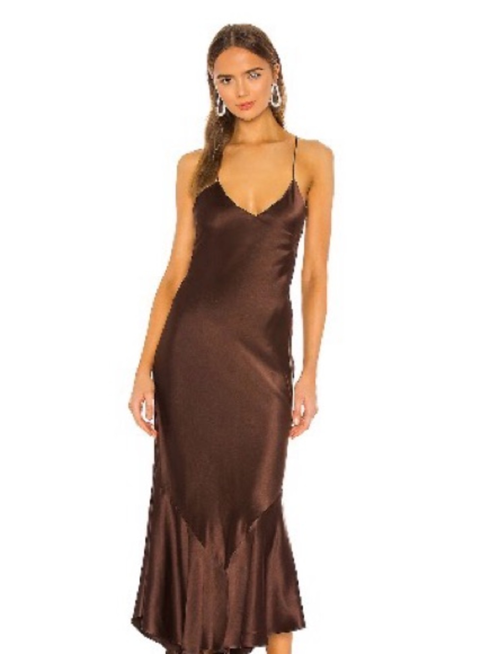 Alexis Brown Satin Maxi Slip Dress